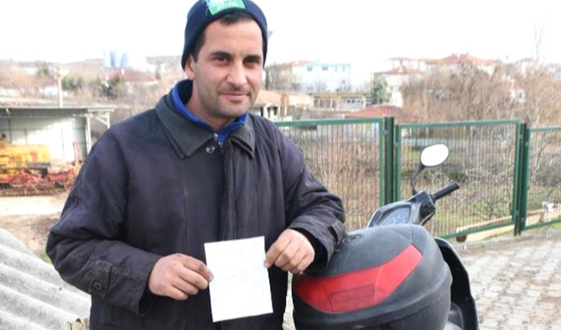 Edirne'de motosiklet sürücüsüne 'emniyet kemeri' cezası