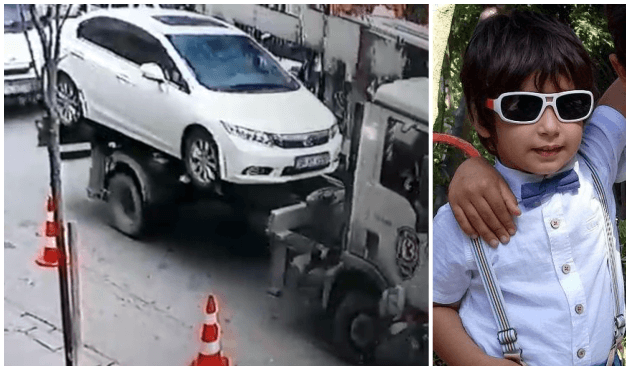 İçinde çocuk uyuyan otomobili yükleyip götürdüler!