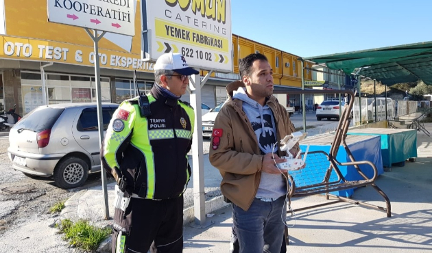 Aydın Kuşadası’nda drone ile trafik denetimi