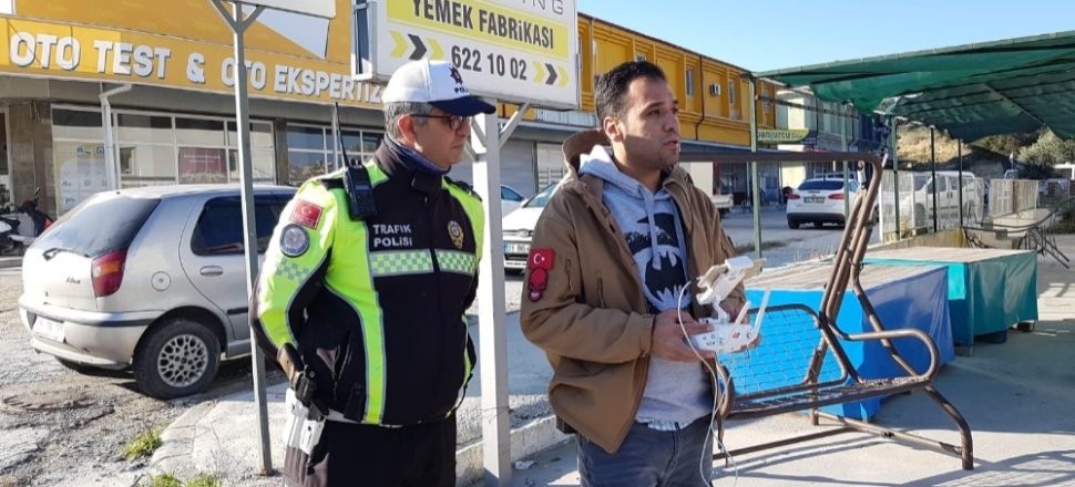 Aydın Kuşadası’nda drone ile trafik denetimi