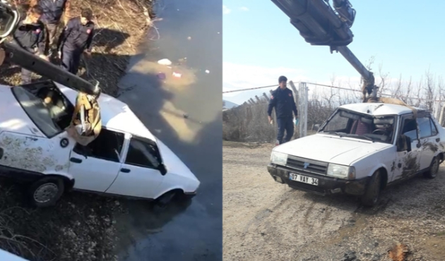 Sulama kanalındaki araçta cansız bedeni bulundu...