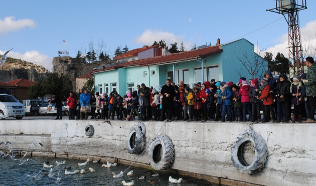 Isparta Eğirdir Gölü’ndeki kuşlara yemleme yapıldı
