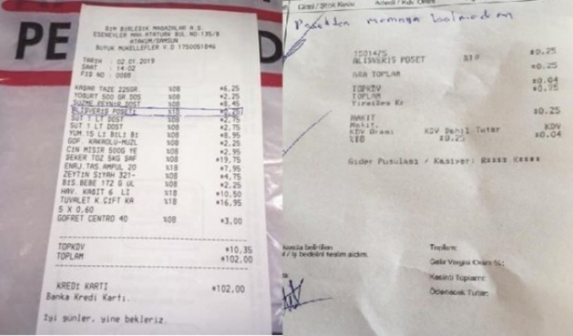Malzemeleri eve bıraktı, poşeti iade etti!