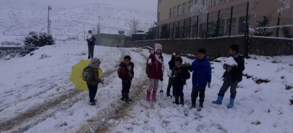 Siirt'te köy çocuklarının kartopu mutluluğu