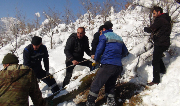 Bitlis’te işçilerin zorlu kar mücadelesi