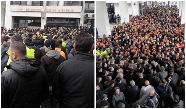 İşçiler İzmir Büyükşehir Belediyesi'ni bastı!