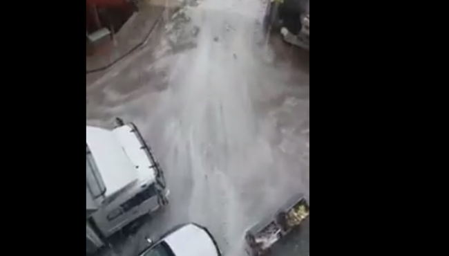Torul Köprüsü'nde dolu yağışının inanılmaz manzarası