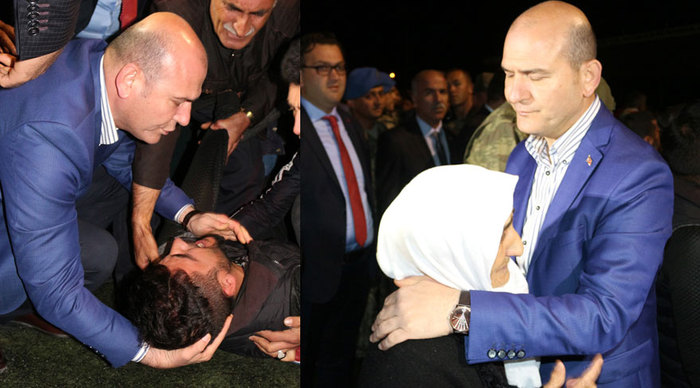 Şehit yakınlarını Bakan Soylu teselli etti
