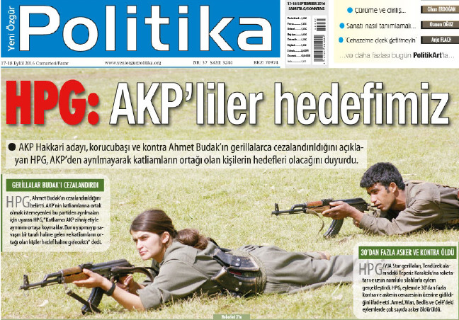 PKK'nın gazetesi AK Partilileri açıkça hedef gösterdi