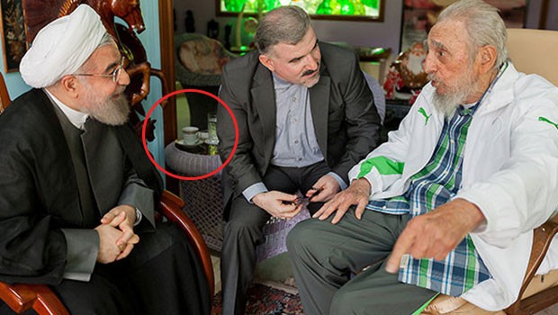 Ruhani ve Castro Küba'da buluştu, masaya Türk kahvesi geldi