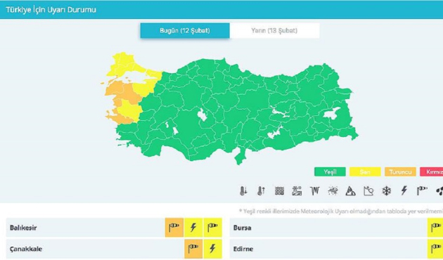 Renk kodlu ilk meteorolojik uyarı yapıldı!