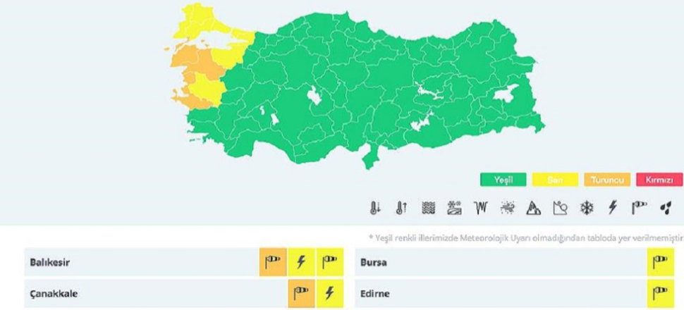 Renk kodlu ilk meteorolojik uyarı yapıldı!