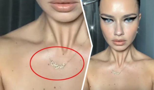 Adriana Lima'nın Arapça kolyesi merak uyandırdı!