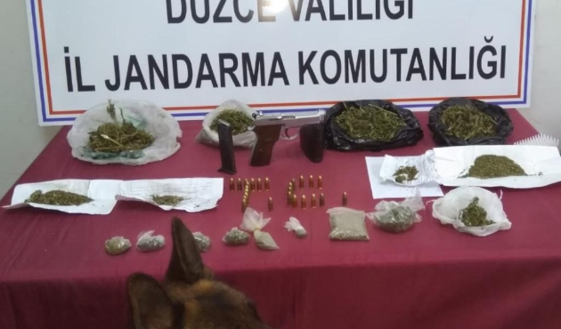 Düzce jandarmadan eş zamanlı uyuşturucu baskını
