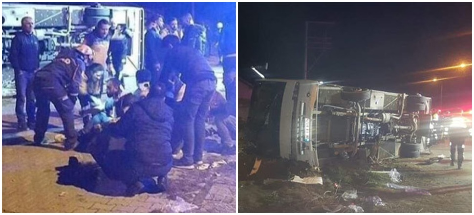 Taraftarları taşıyan otobüs kaza yaptı: 2 ölü 24 yaralı...