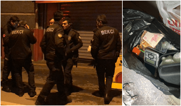 Bekçiler genç çifti çöpten poşet alırken yakaladı!