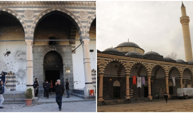 Sur olaylarında ateşe verilen Kurşunlu Camii açılıyor!