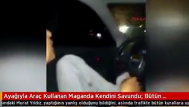 Diyarbakır'da ayağıyla araba kullanan maganda!