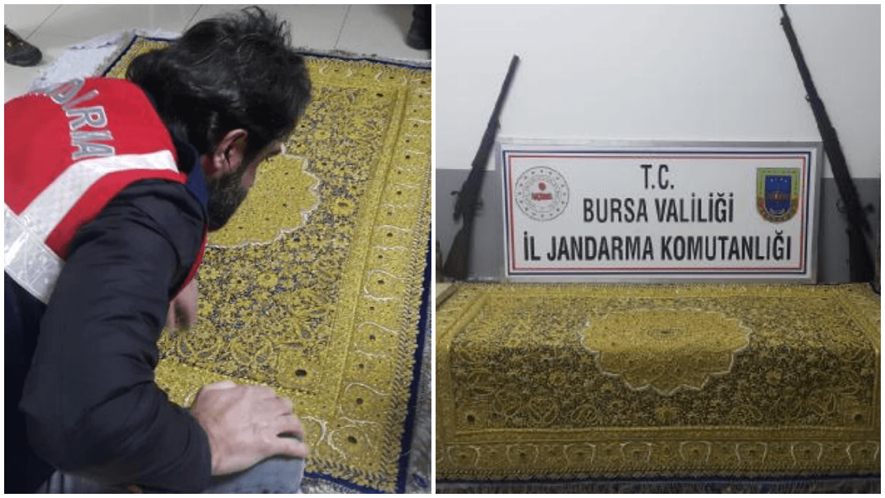 Altın ve yakut işli halıyı satarken yakalandılar!