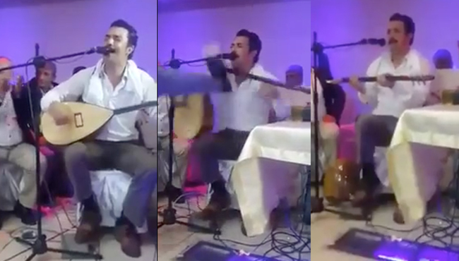Düğünde sanatçının bağlamasını tekmeyle kıran hayvan abi!
