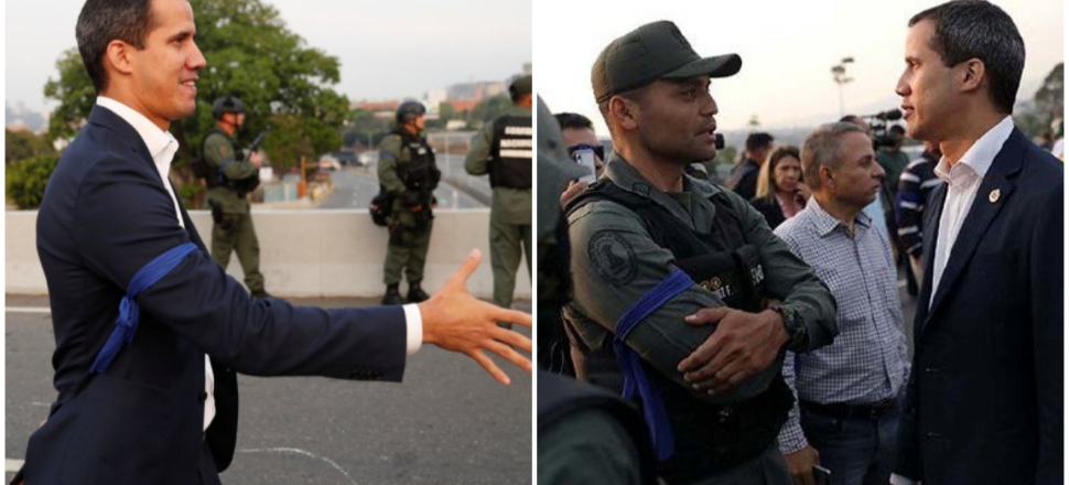 Venezuela'da ABD destekli darbeciler mavi kol bandı takıyor!