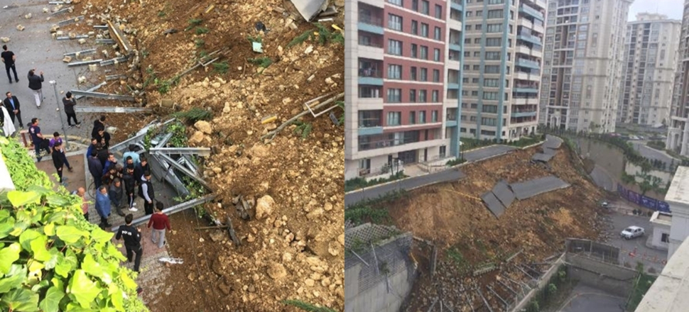 Başakşehir'de istinat duvarı çöktü...