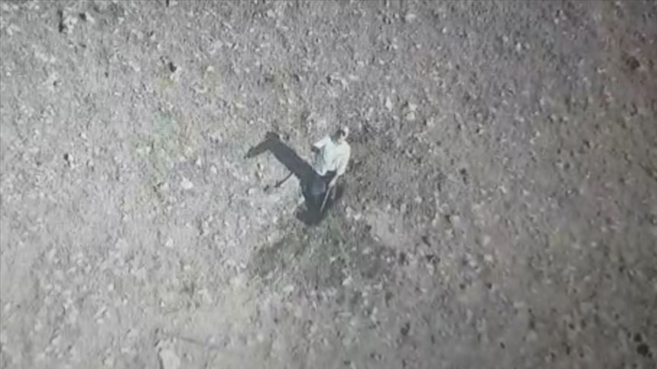 Jandarmaya ait drone'u taşlayan defineci yakalandı!