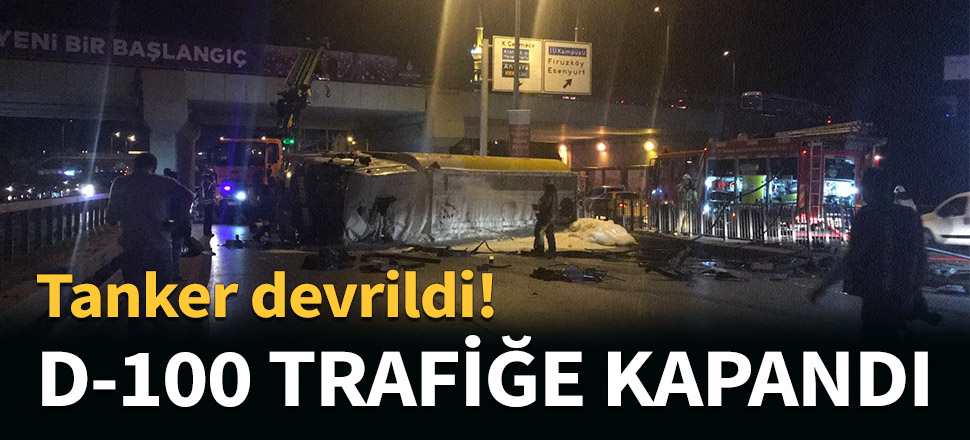 Akaryakıt tankeri devrildi...