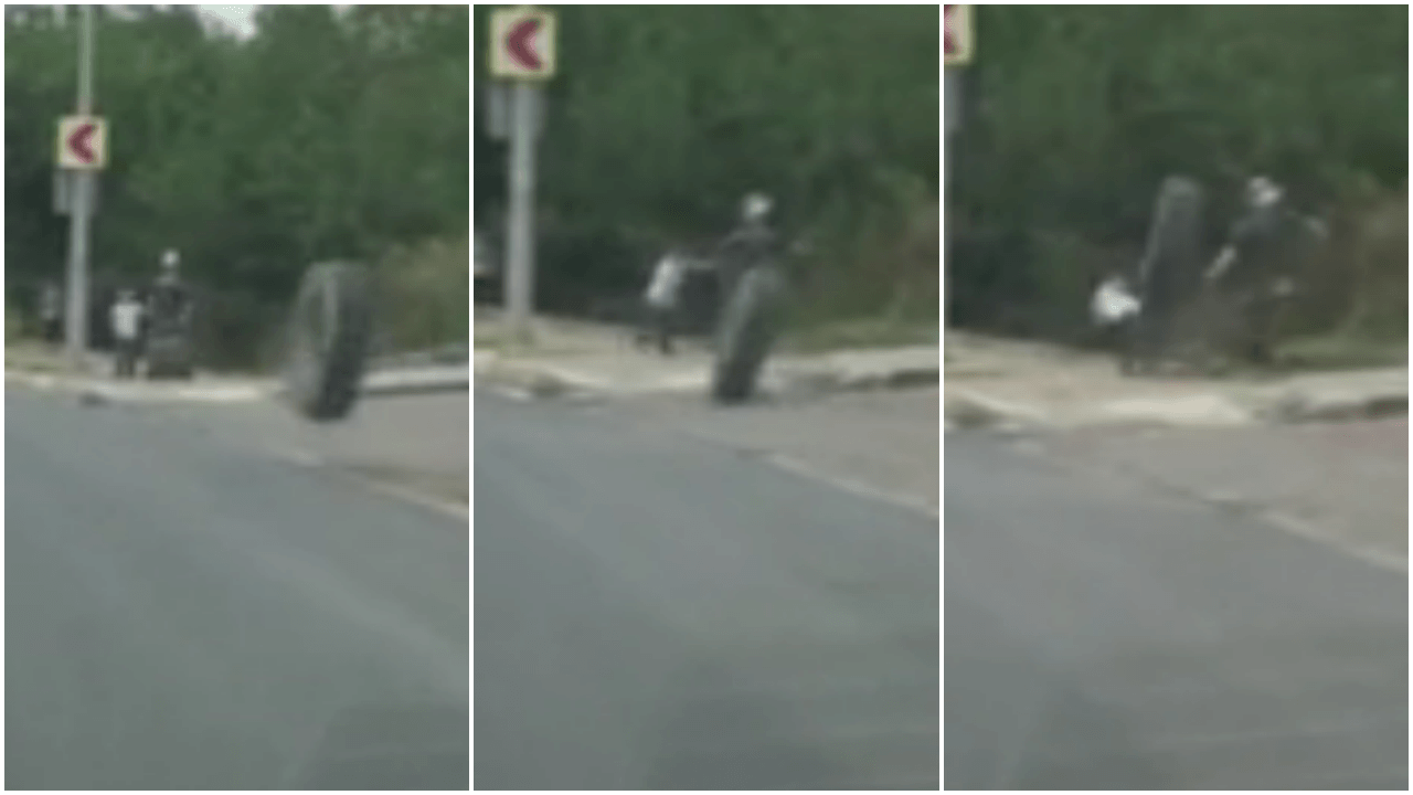 Yokuş aşağı gelen teker çocuğa böyle çarptı!