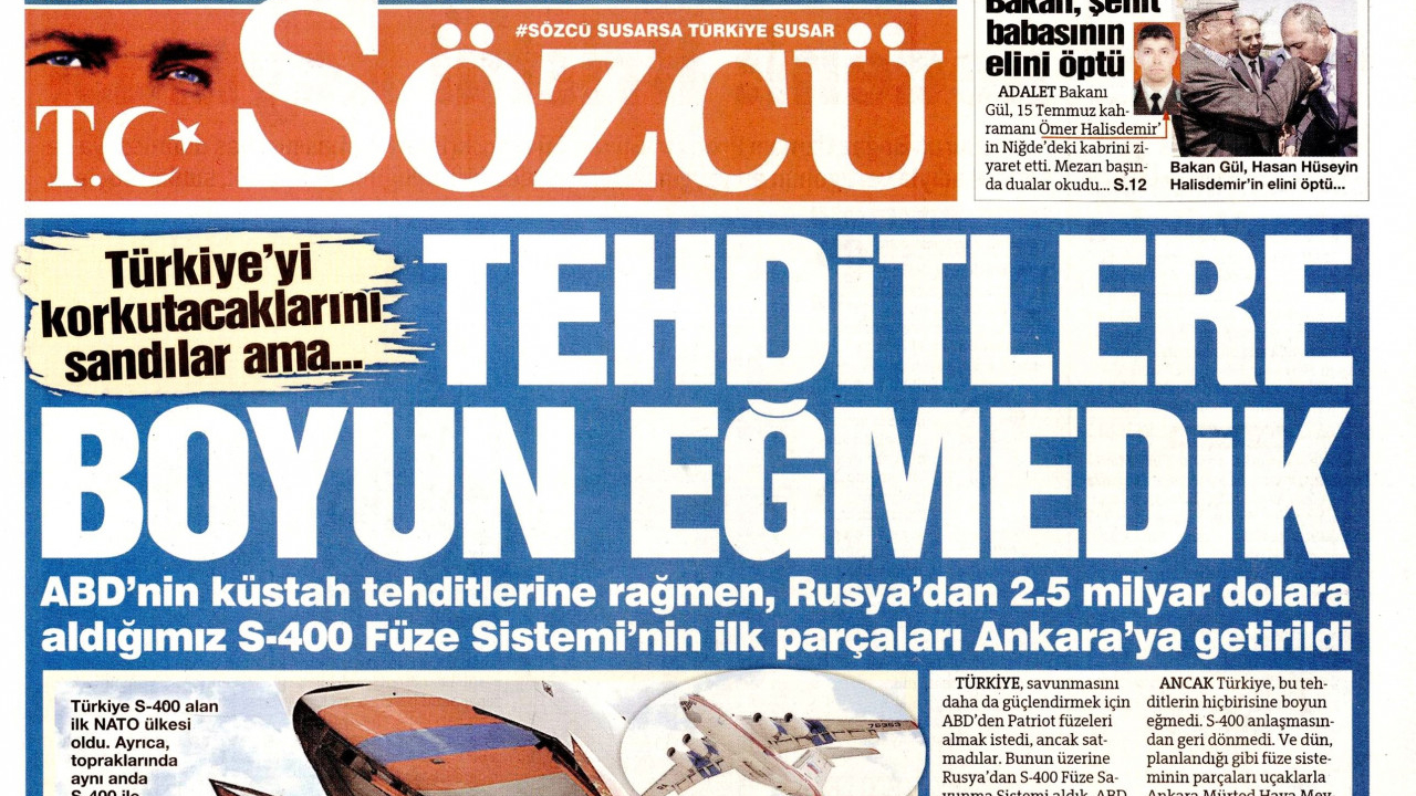 S-400 alımını manşetten duyurdu