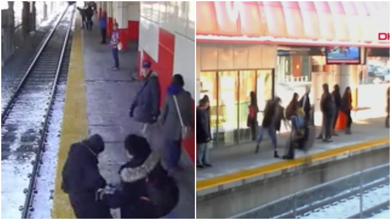 Yaşlı kadını tren raylarına böyle itti!