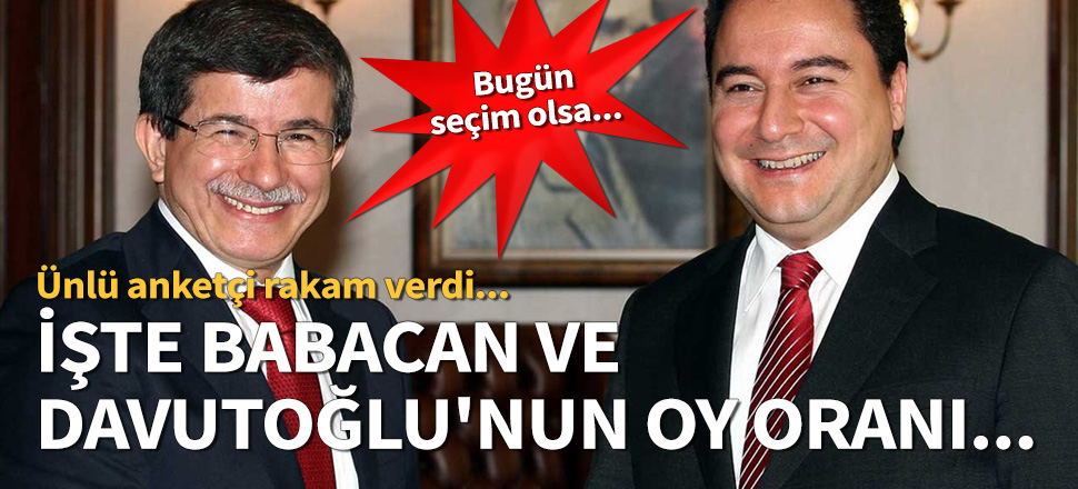 İşte Babacan ve Davutoğlu'nun alacağı oy oranı!