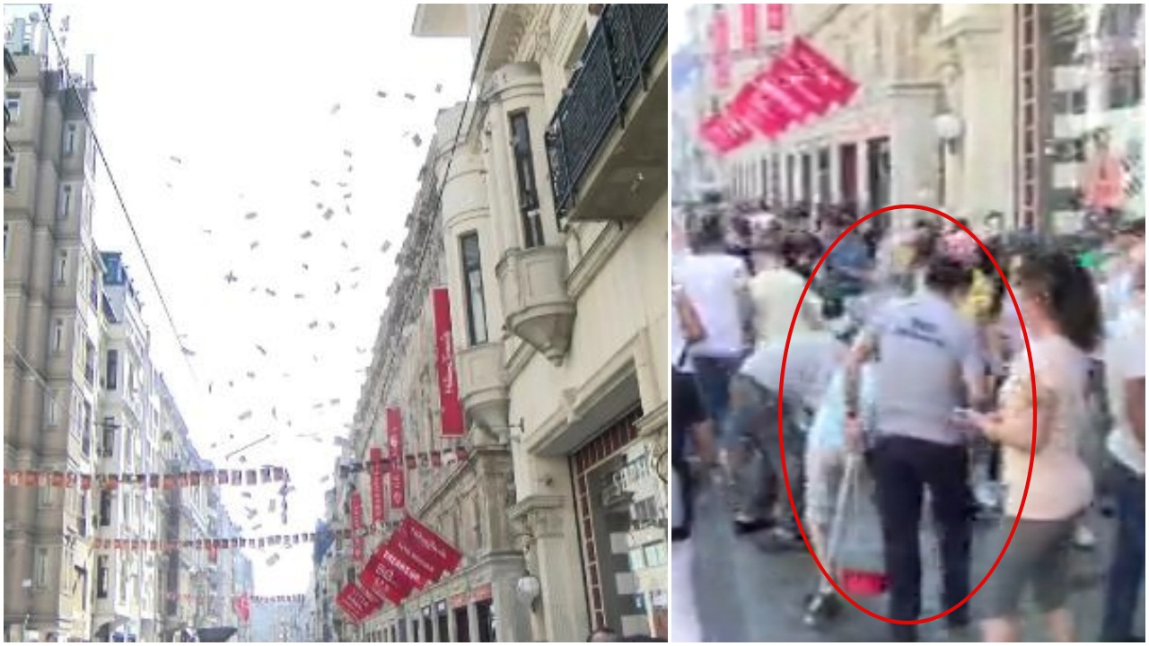 İstiklal Caddesi'nde gökten para yağdı!