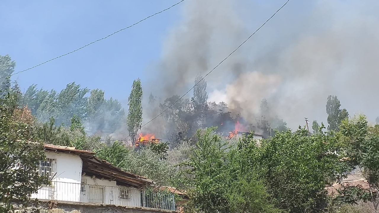 Otluk alanda başlayan yangın evlere sıçradı!