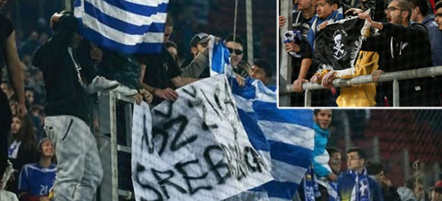 Yunan taraftarlar sınırı aştı! Boşnaklara büyük ayıp!