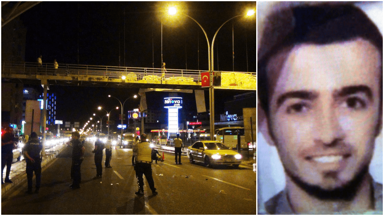 Üst geçitten atladı, üzerinden otomobil geçti!
