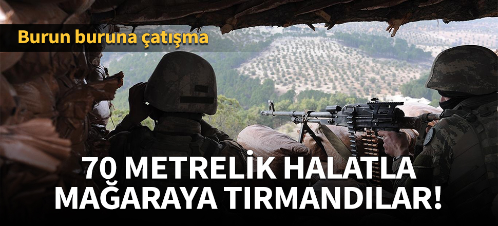 70 metrelik halatla mağaraya tırmandılar!