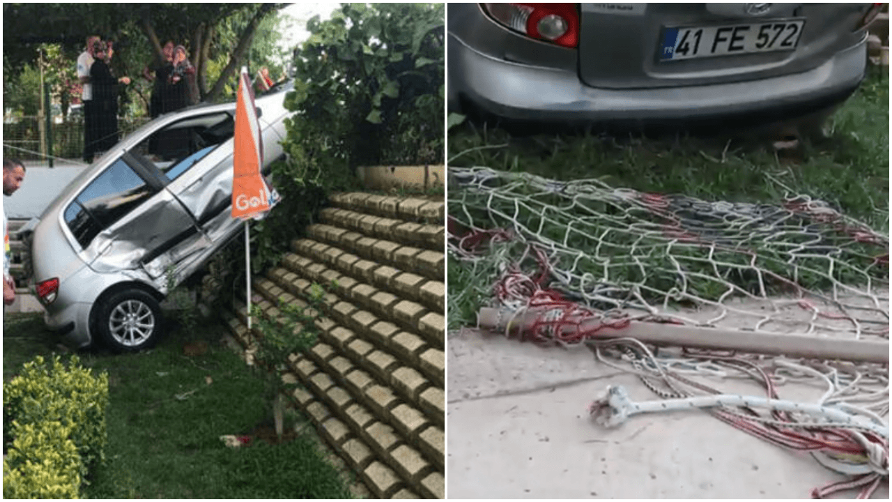 Hamaktaki çocuğun üzerine otomobil düştü!
