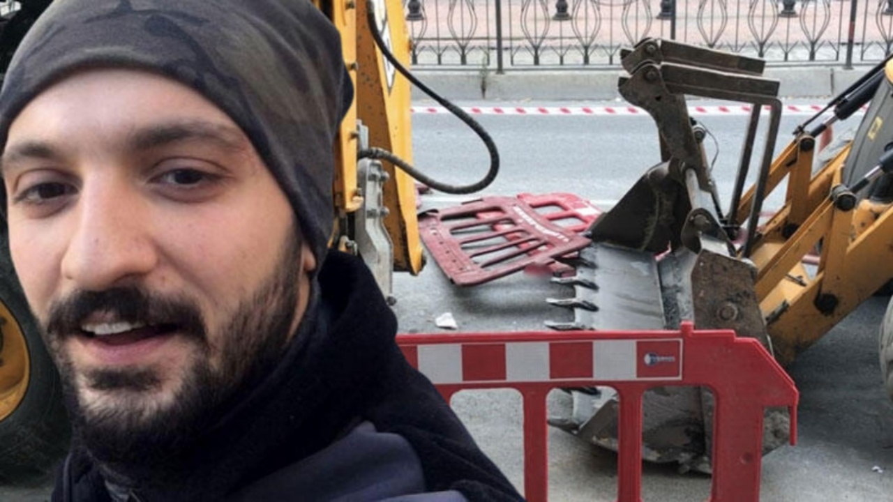 Sürüklenip kepçeye saplandı!