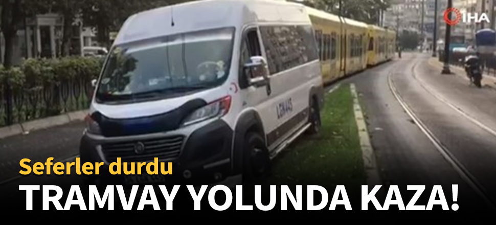 Tramvay yolunda korkutan kaza!