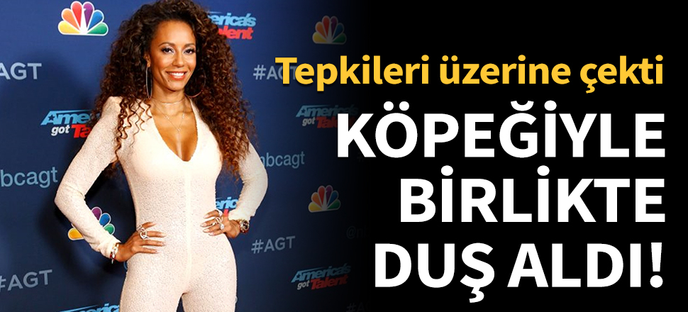 Ünlü yıldız köpeğiyle birlikte duş aldı!