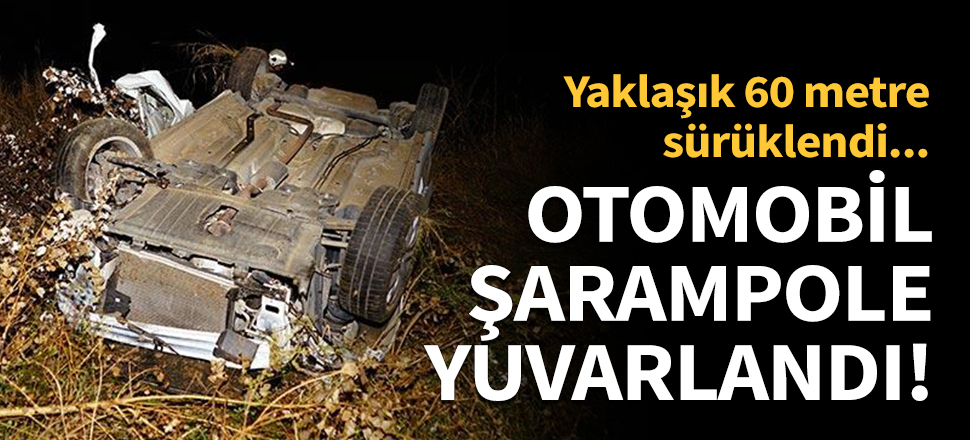 Otomobil şarampole yuvarlandı!