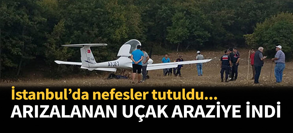 Arızalanan eğitim uçağı araziye indi...