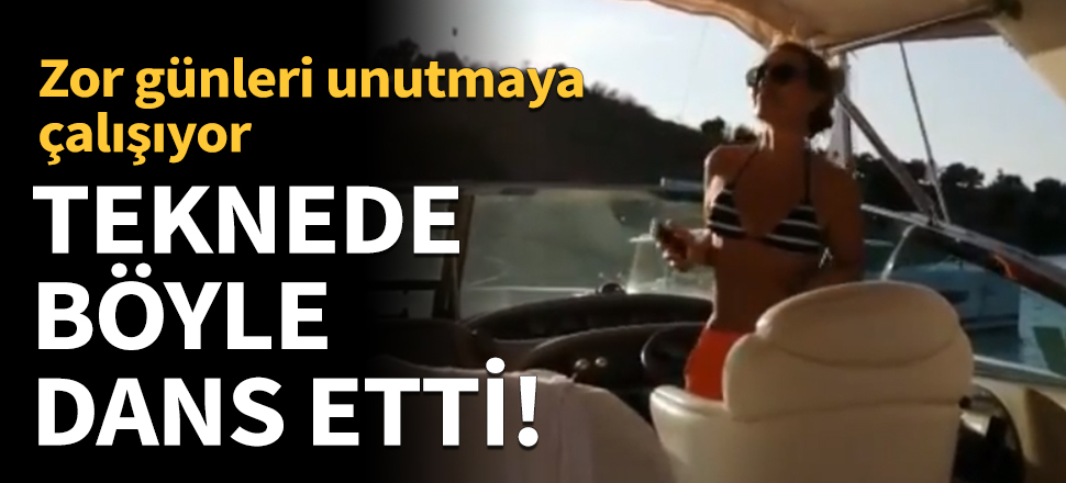 Teknede bikinisiyle dans etti!