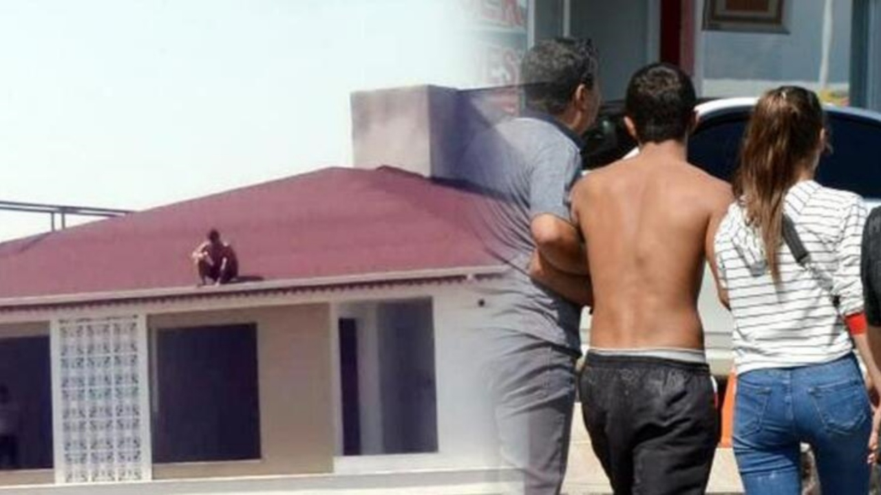 Polis evini basınca çatıya çıktı!