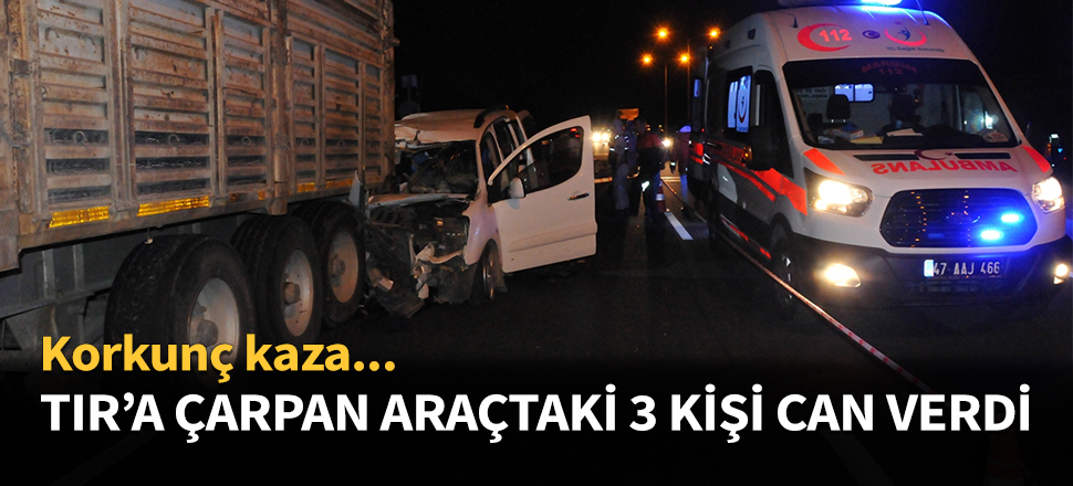 TIR'a çarpan araçtaki 3 kişi can verdi!
