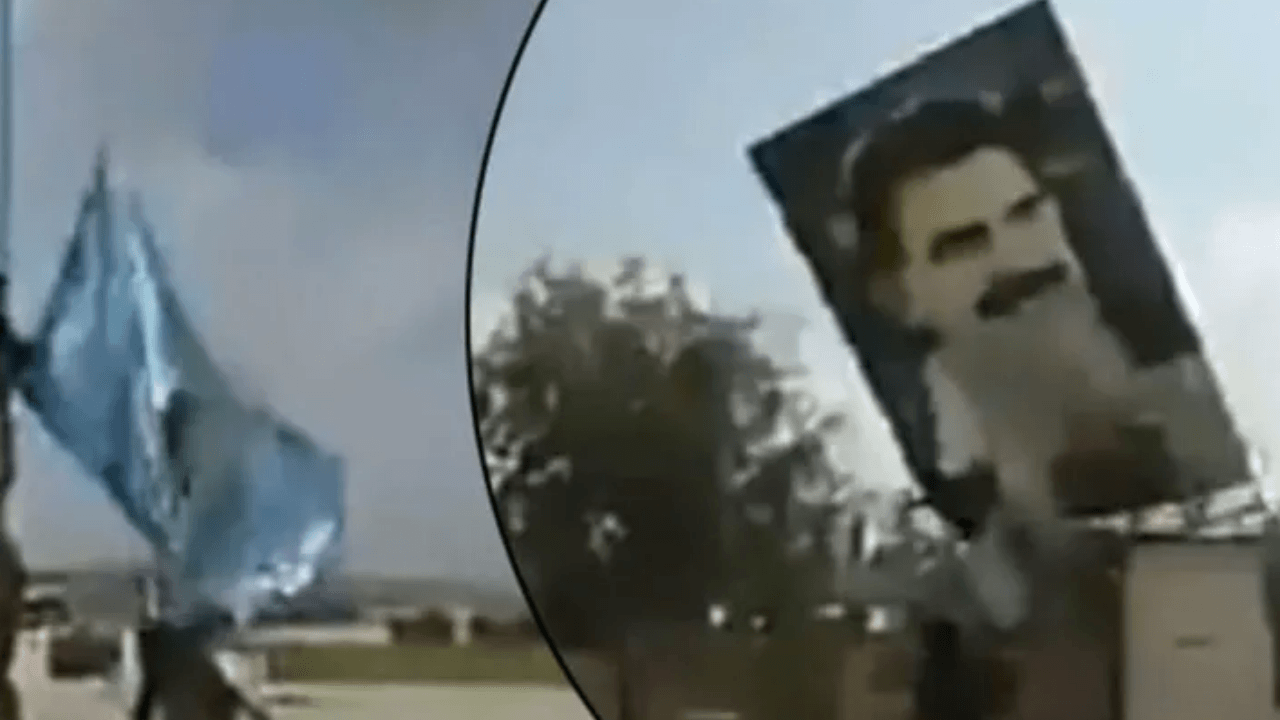 Terörist başı Öcalan'ın posterleri böyle söküldü!