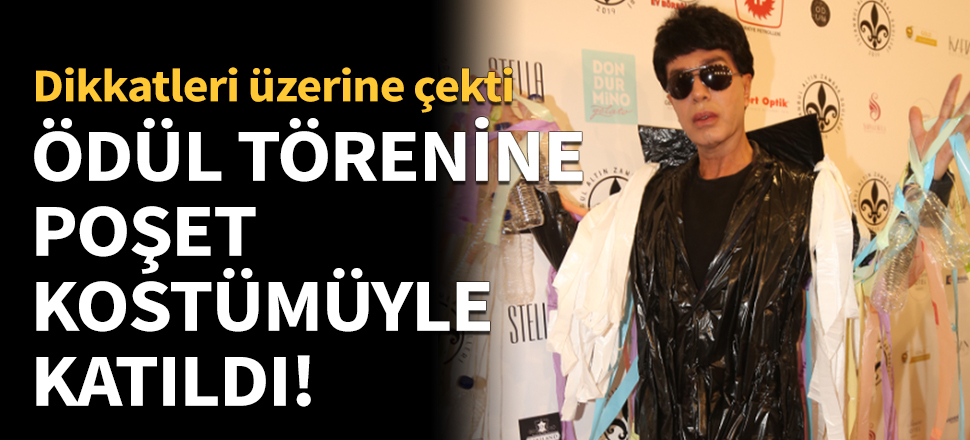 Geceye poşet kostümüyle katıldı!