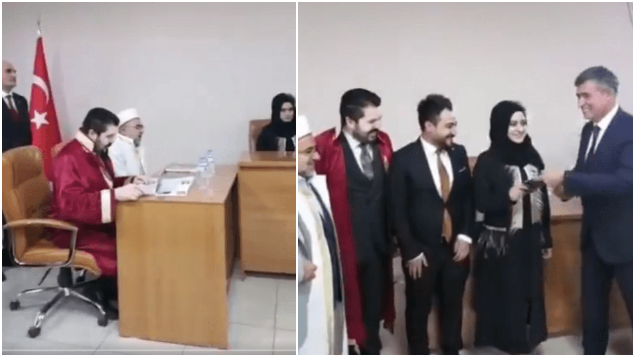 Resmi ve dini nikah birlikte yapıldı!