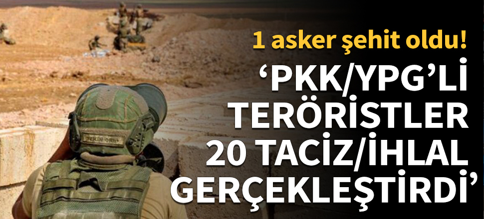 "PKK/YPG'li teröristlerce 20 taciz/ihlal gerçekleştirildi"